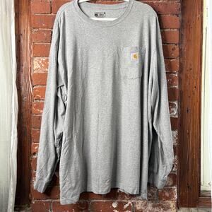 Carhartt Loose Fit Heavyweight Cotton Long Sleeve Pocket Tee Heather Gray 3XL